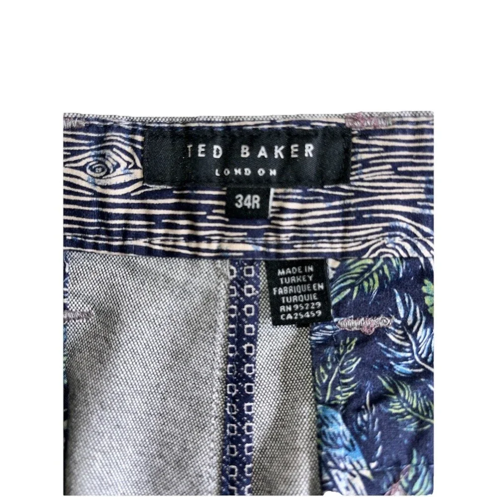 Ted Baker Pants Mens 34x28 Gray Volvek Classic Fit Trouser Flat Front Chino